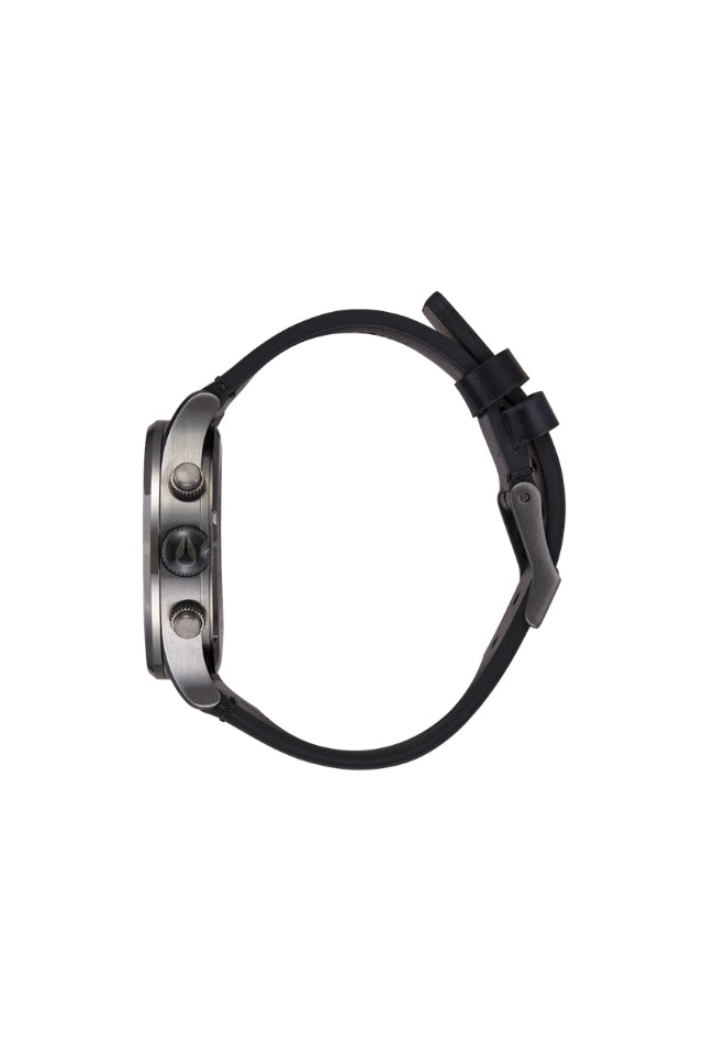 Sentry Chrono Leather Watch - Gunmetal, Black