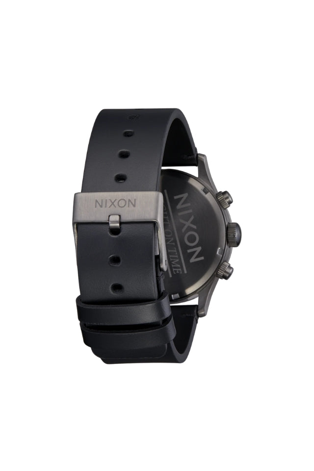 Sentry Chrono Leather Watch - Gunmetal, Black