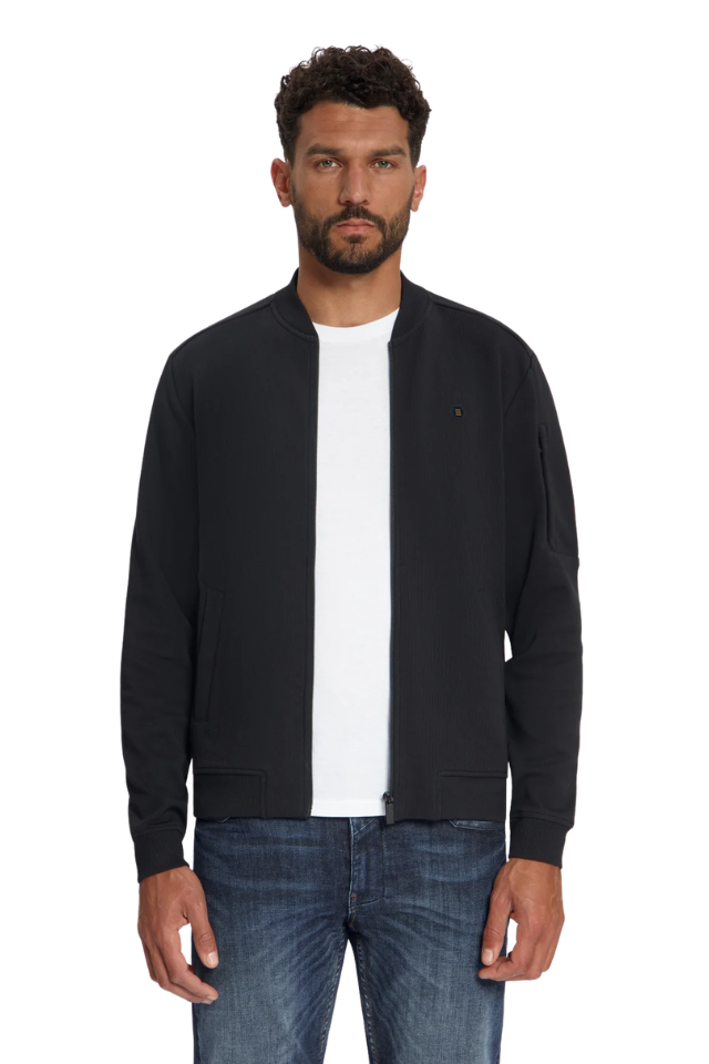 Sweatshirt Full Zip Bomber - Black