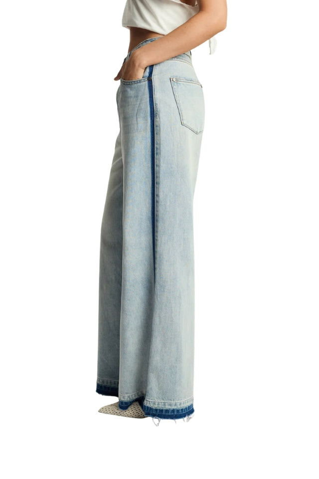 Split Party Love Machines Denim Jeans - Contrast Crisp Blue