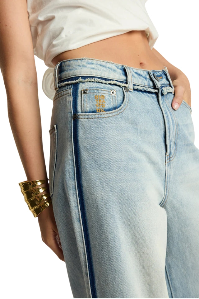Split Party Love Machines Denim Jeans - Contrast Crisp Blue