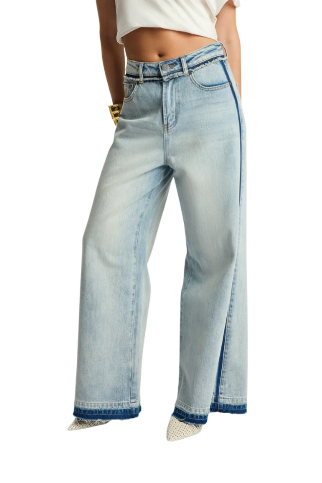 Split Party Love Machines Denim Jeans - Contrast Crisp Blue