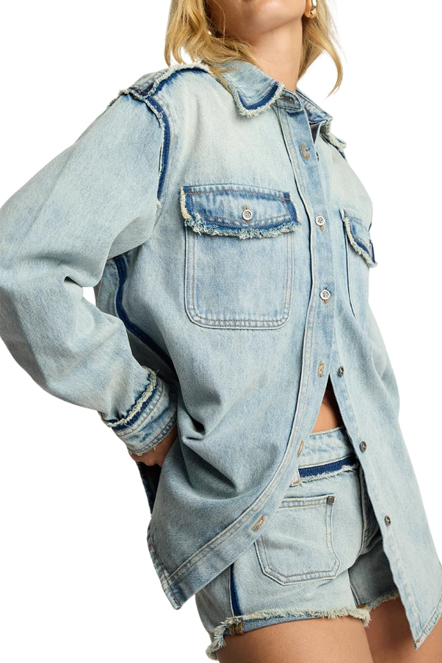 Split Party Everyday Shirt - Contrast Crisp Blue