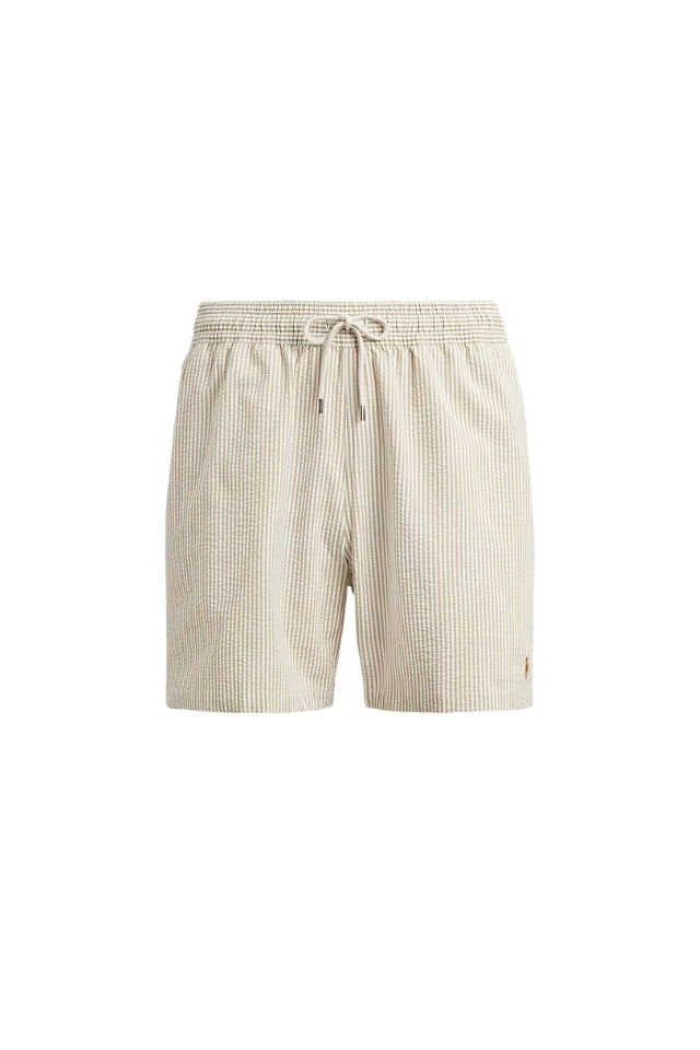 Traveler Classic Swim Trunk - Coastal Beige Seersucker