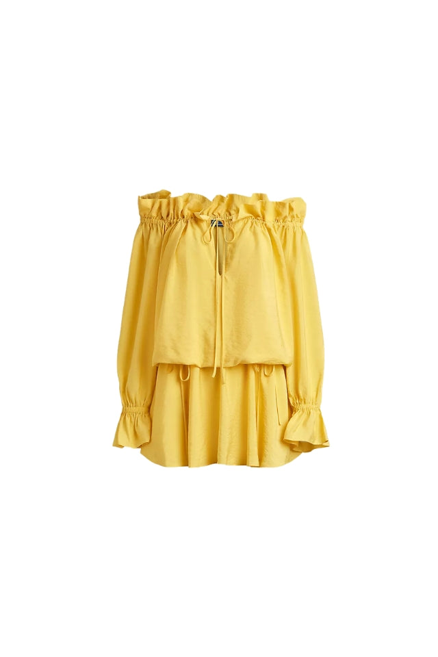 Off-the-Shoulder Crepe Dress - Collegiate Yellow