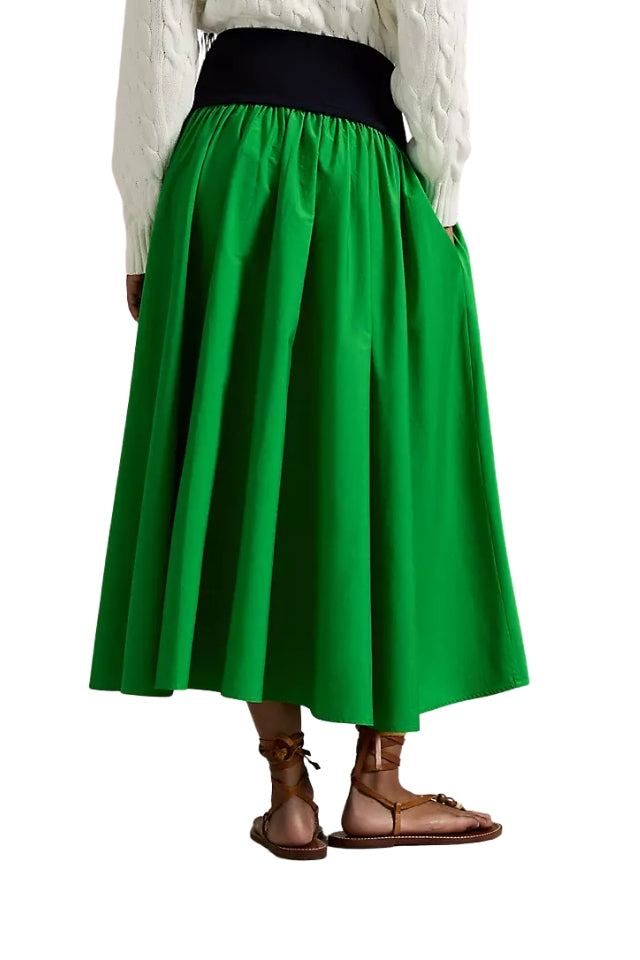 Contrast A-Line Skirt - Palm Green