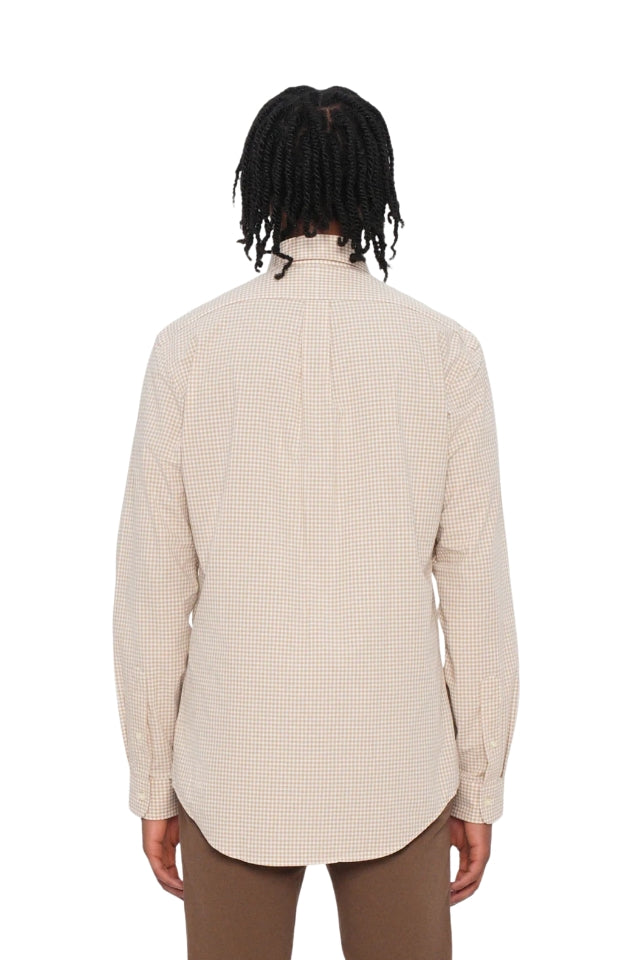 Stretch Poplin Shirt - Beige/White