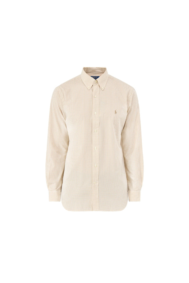 Stretch Poplin Shirt - Beige/White