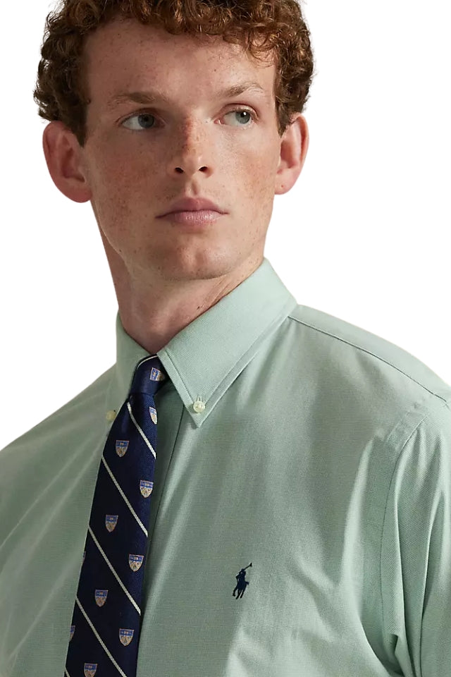 Stretch Poplin Shirt - Essex Green White