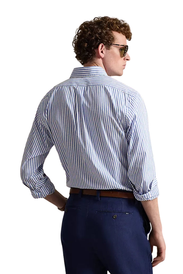 Striped Poplin Shirt - White Blue