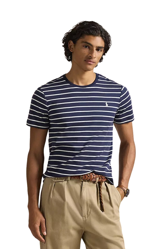 Striped Soft Cotton T-Shirt - Refined Navy/White