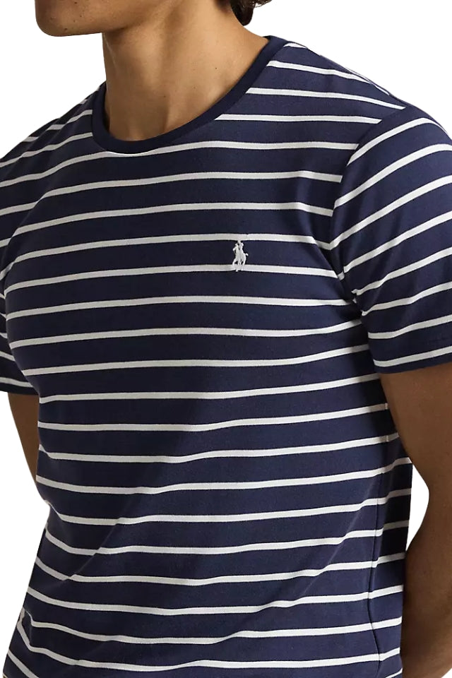 Striped Soft Cotton T-Shirt - Refined Navy/White