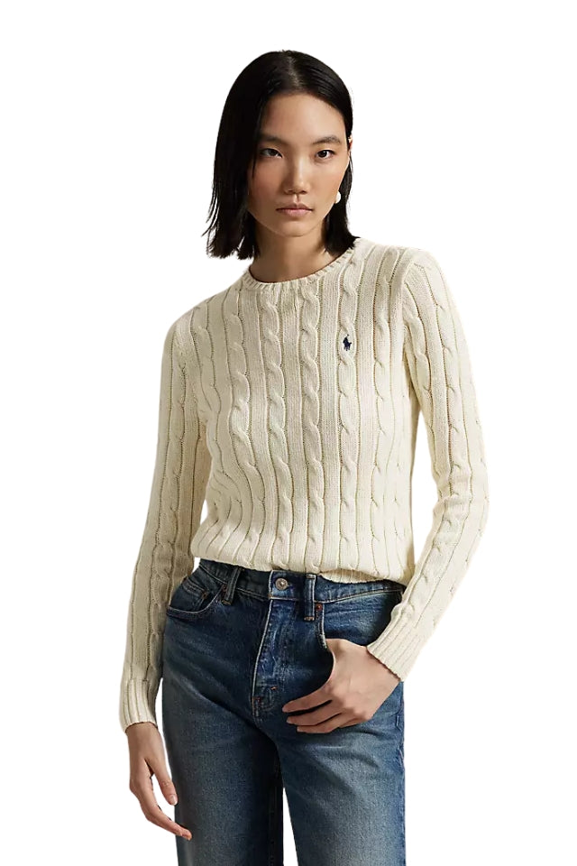 Cable Crewneck Sweater - Authentic Cream