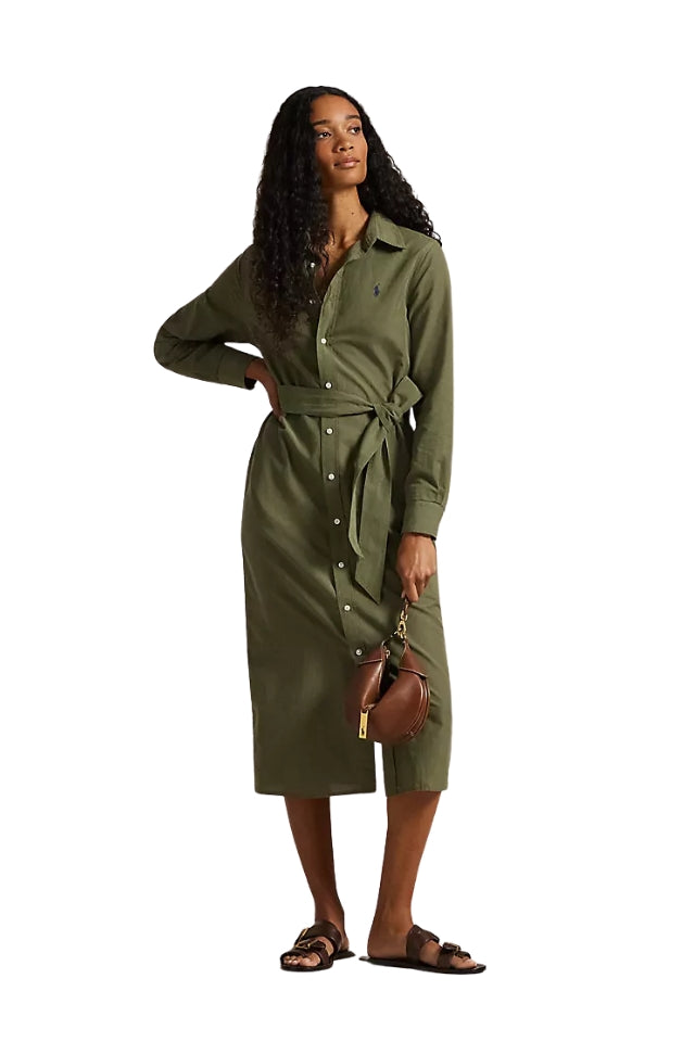 Belted Shirtdress - Olive