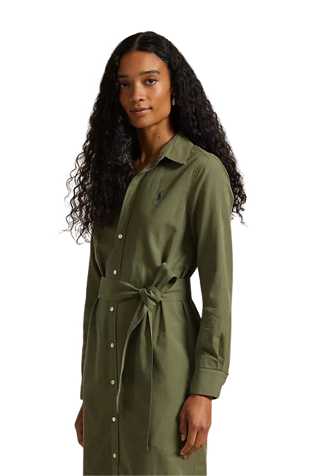 Belted Shirtdress - Olive