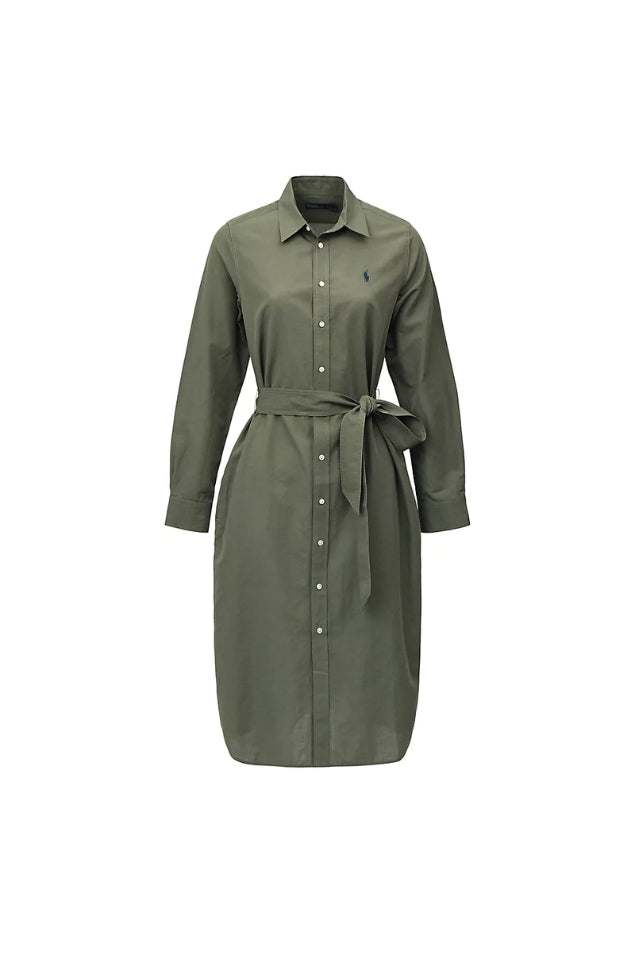 Belted Shirtdress - Olive