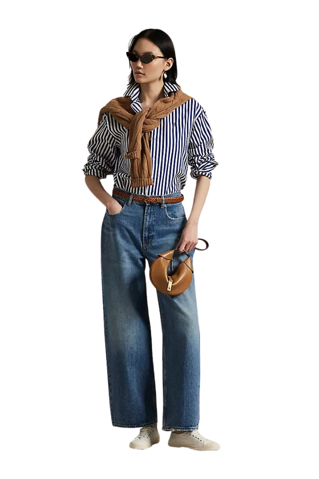 Striped Cotton Shirt - Fall Royal/ White