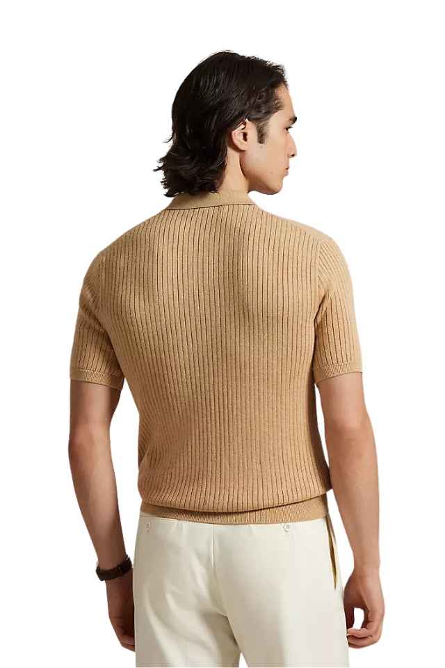 Johnny-Collar Sweater - Camel Melange