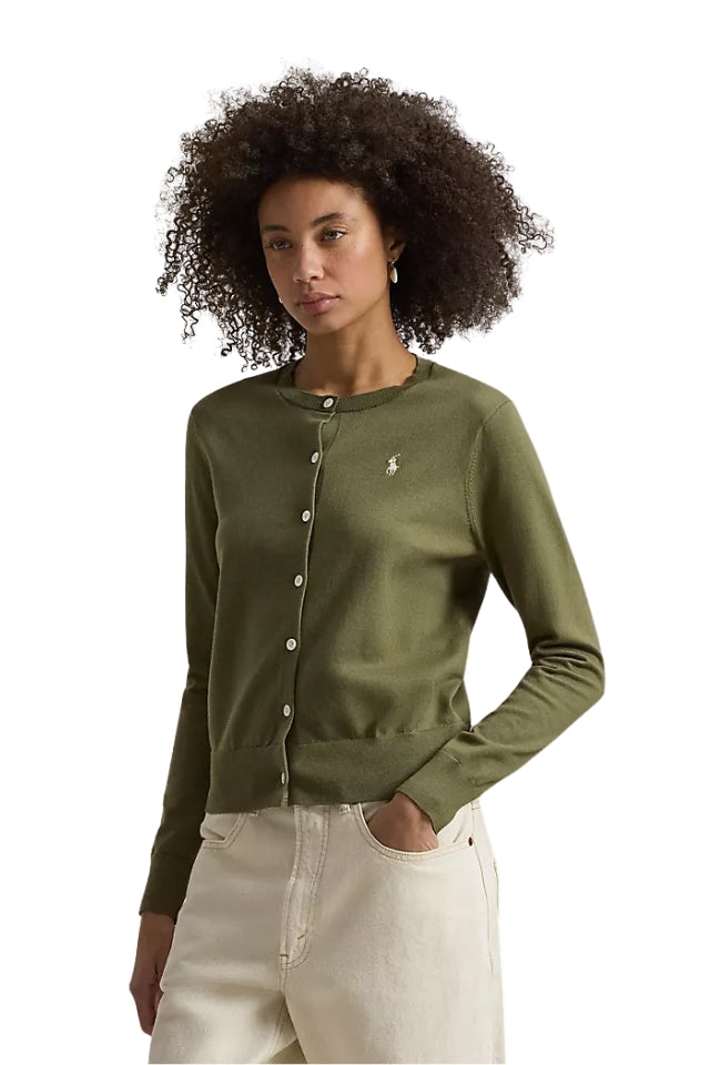 Crewneck Cardigan - Willow Green
