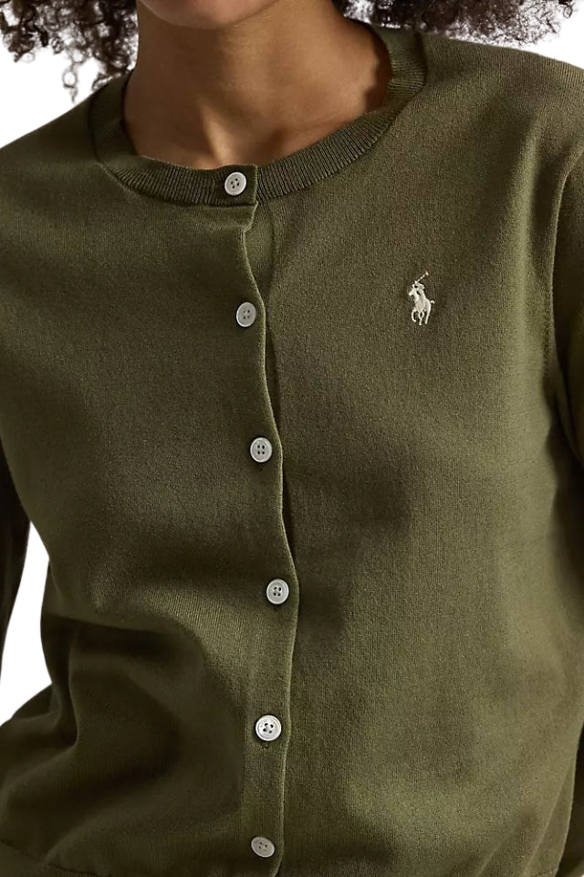 Crewneck Cardigan - Willow Green