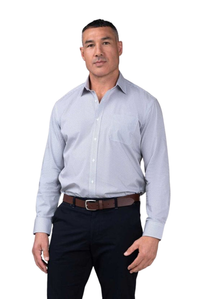 Sinatra Microdesign Print Shirt - Beige/Blue