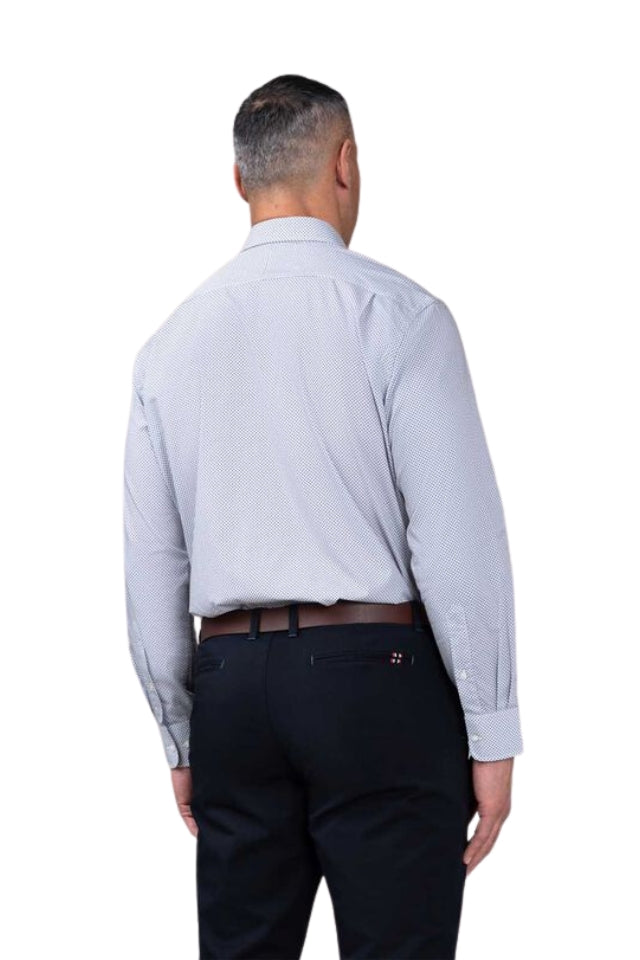 Sinatra Microdesign Print Shirt - Beige/Blue