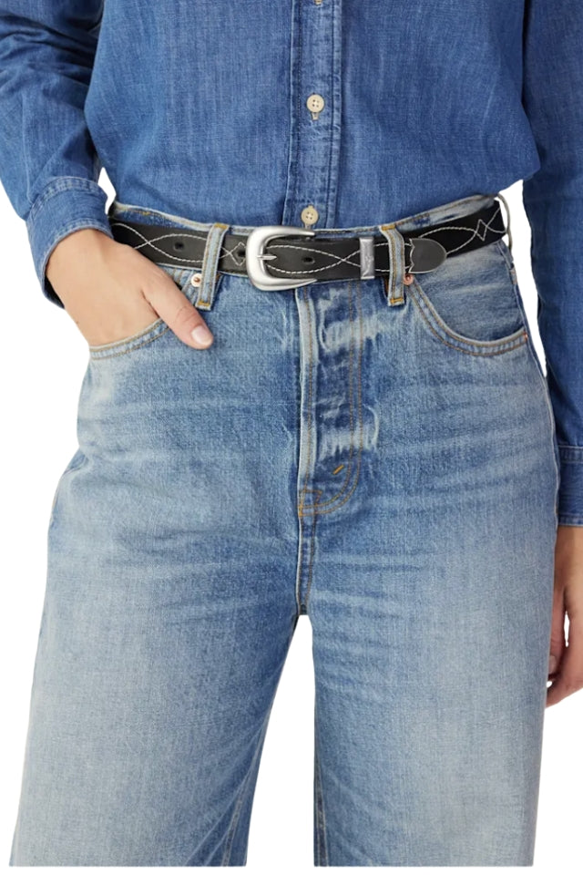 Cate Stitched Belt - Black