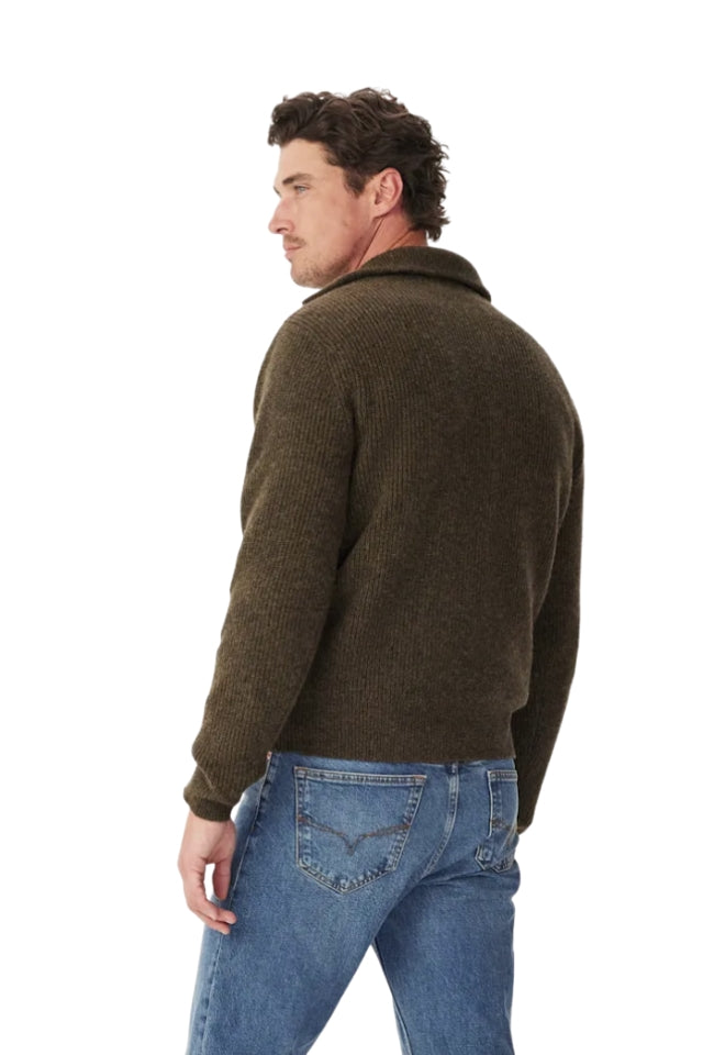 Linton Lambswool 1/4 Zip Knit - Forest Green