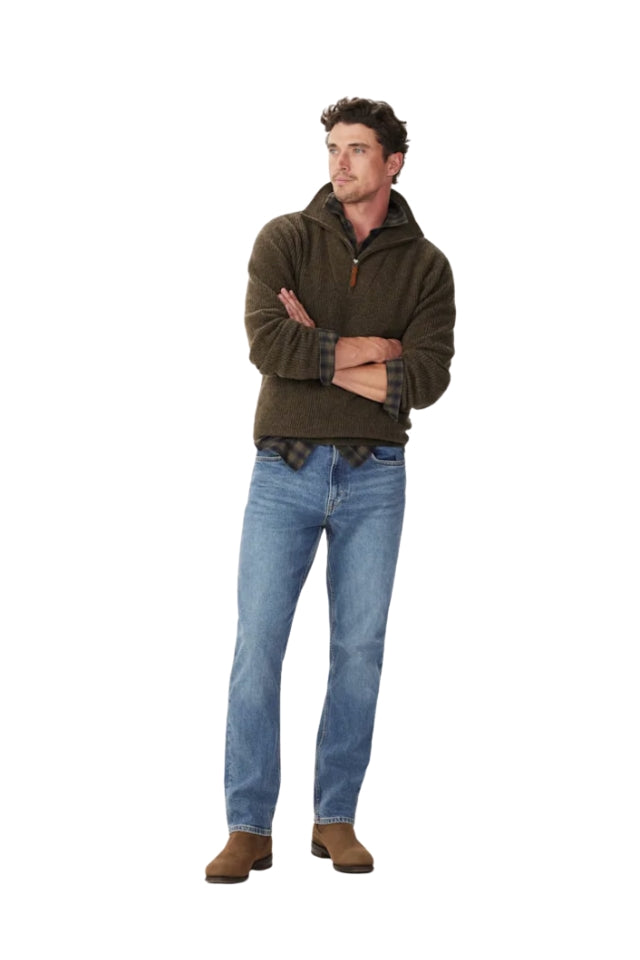 Linton Lambswool 1/4 Zip Knit - Forest Green