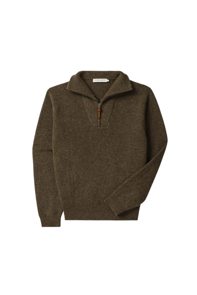 Linton Lambswool 1/4 Zip Knit - Forest Green