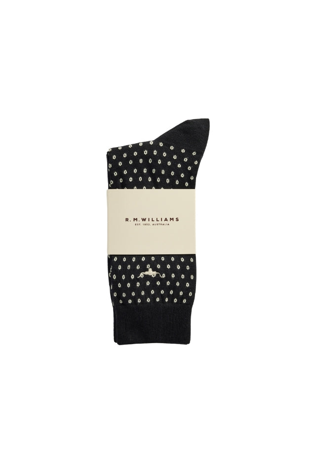 Nelson Polka Dot Sock 2 Pack - Black/Cream