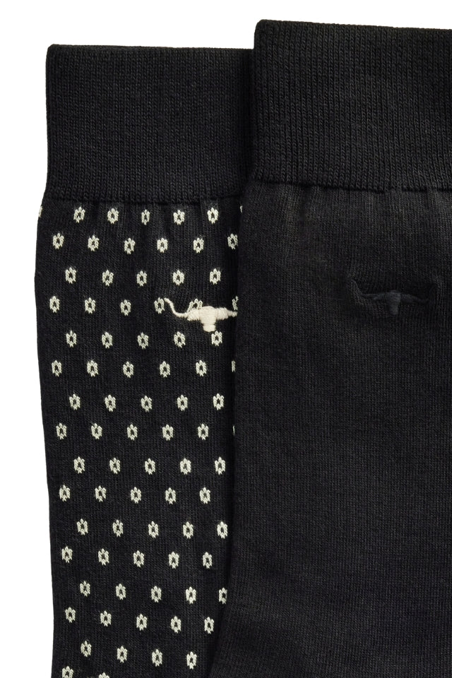 Nelson Polka Dot Sock 2 Pack - Black/Cream