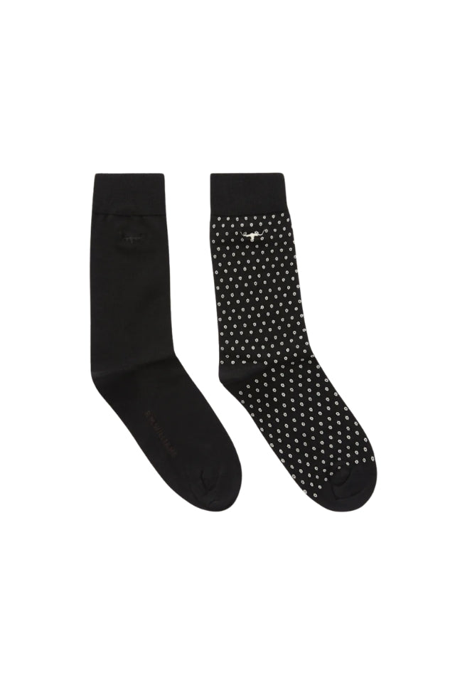 Nelson Polka Dot Sock 2 Pack - Black/Cream