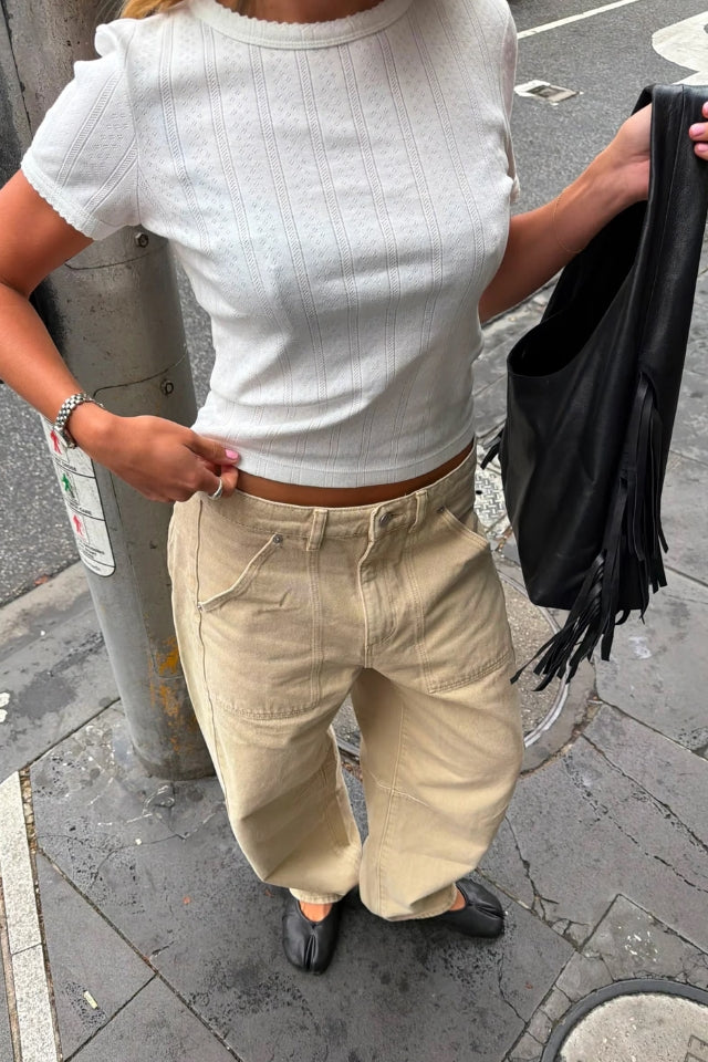Arc Barrel Jean - Sand