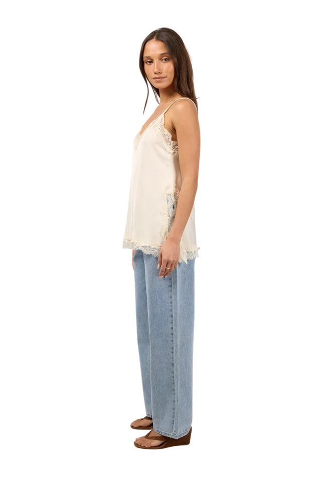 Carter Lace Trim Cami - Pearl
