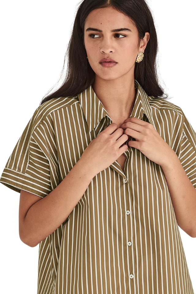 Annie Stripe Shirt - Tan Stripe