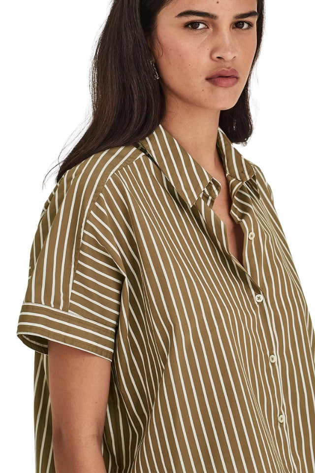 Annie Stripe Shirt - Tan Stripe