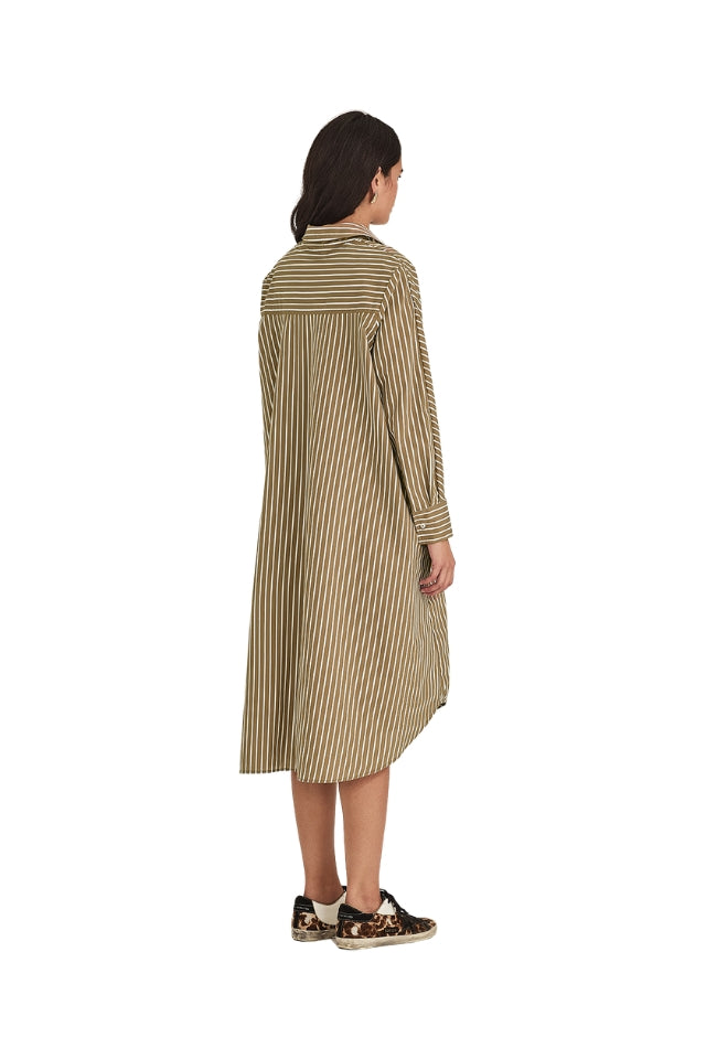Jules Stripe Shirt Dress - Tan Stripe