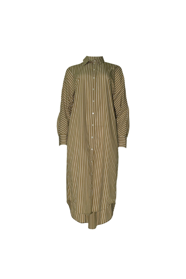 Jules Stripe Shirt Dress - Tan Stripe