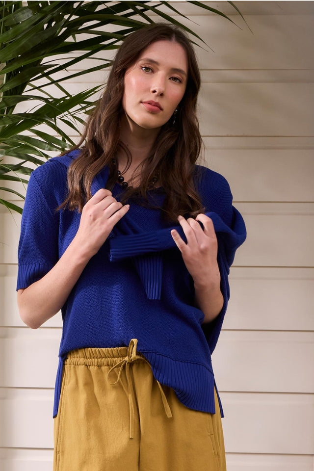 Salma Knit Tee - Cobalt