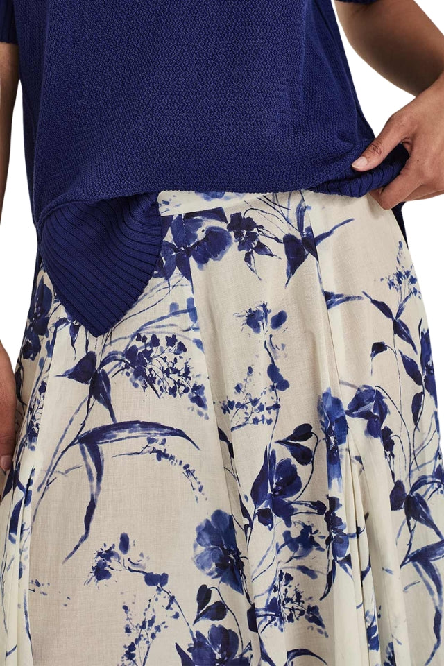 Zaiya Print Skirt - Lapis/Chalk