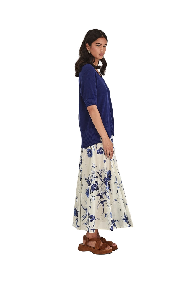 Zaiya Print Skirt - Lapis/Chalk