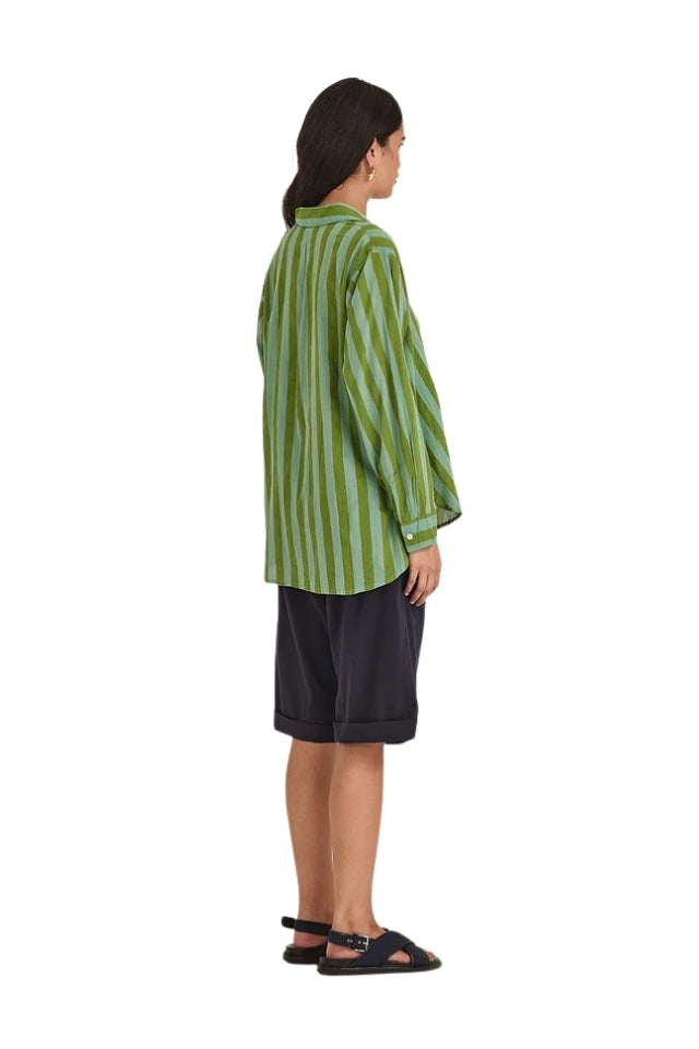 Positano Stripe Shirt - Green and Dark Green