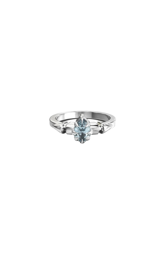 Precious Punk Droplet Ring - Sterling SIlver, Sky Topaz