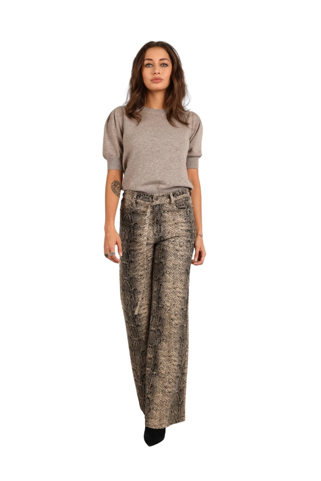 Short Sleeve Merino Cashmere Sweater - Taupe