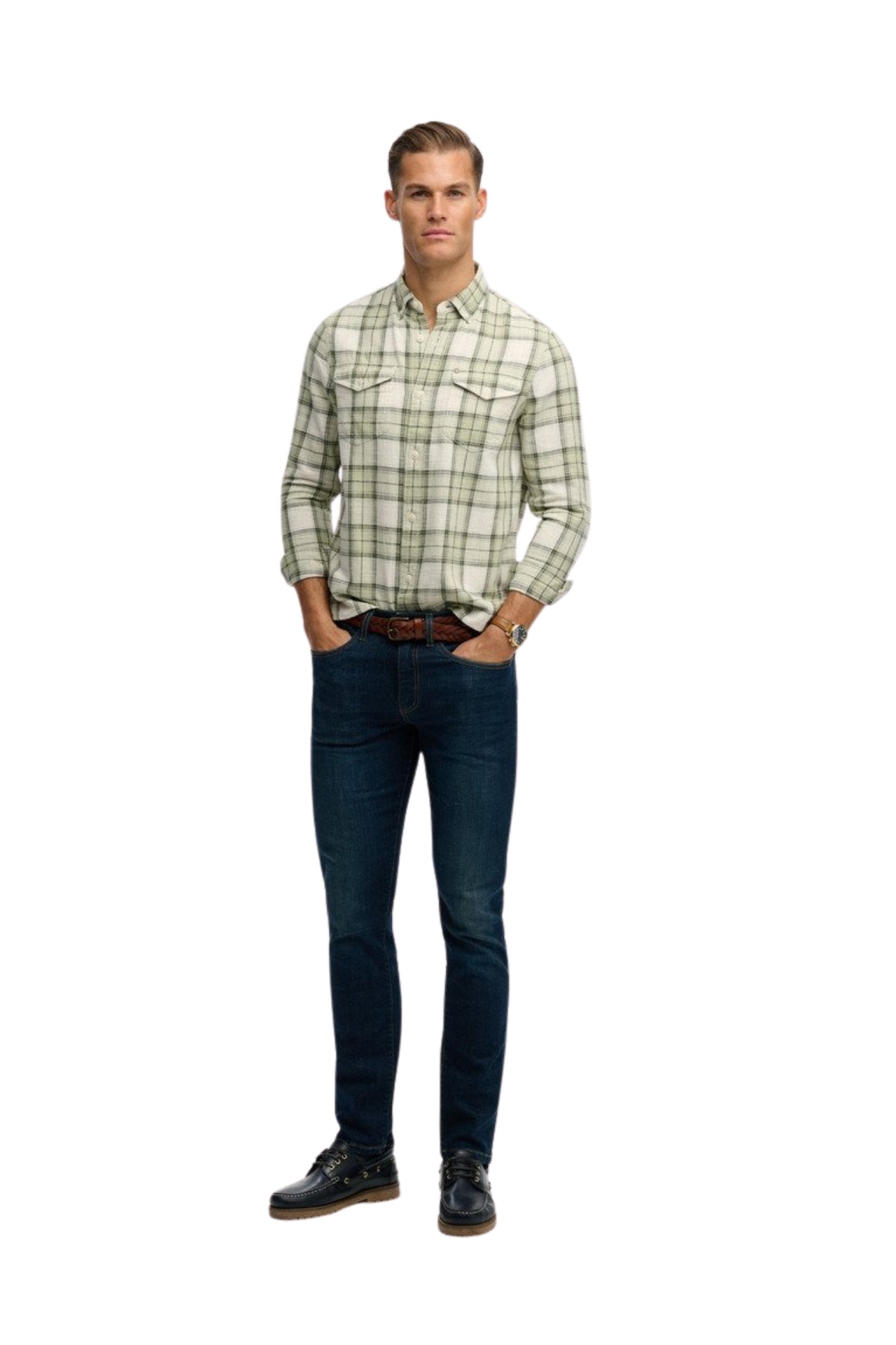 Merchant Lite Check Shirt - Cedar Check Sage