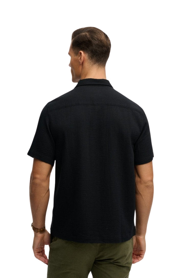 Merchant Textured S/S Shirt - Black