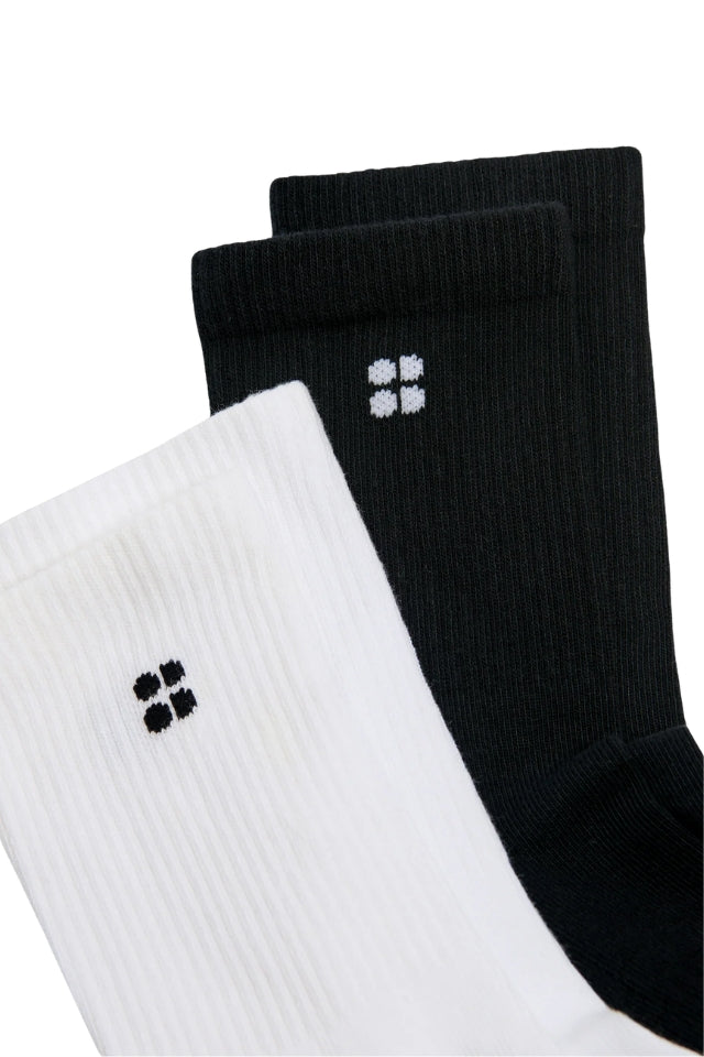 Pilates Crew Gripper Sock - 2pk - White Black