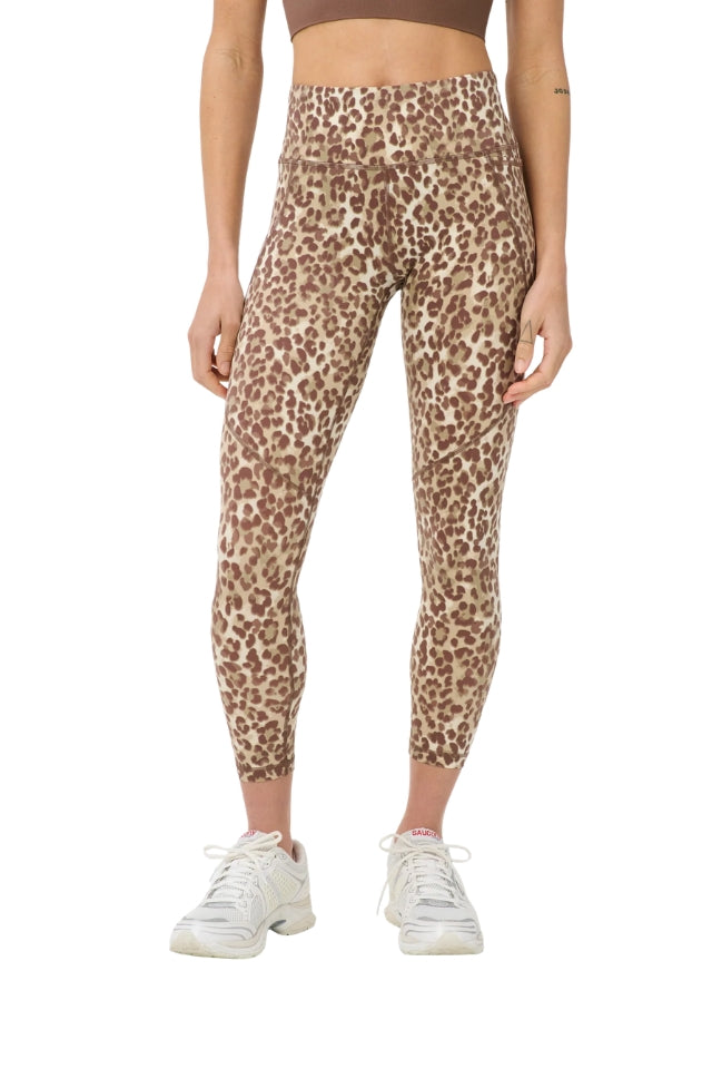 Power 7/8 Workout Leggings - Beige Ink Leopard Print