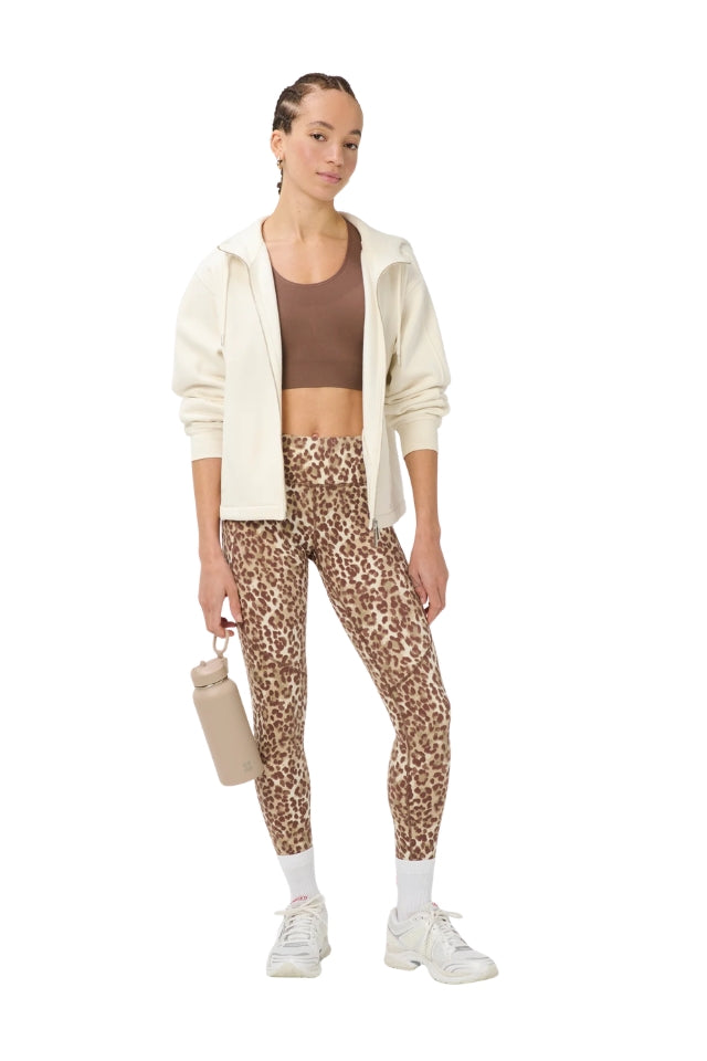 Power 7/8 Workout Leggings - Beige Ink Leopard Print